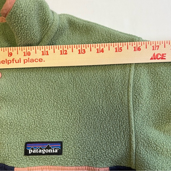 Patagonia Synchilla Women XS Green Blue Dual Tone Pink Trim Snap T Gorpcore - Picture 5 of 7